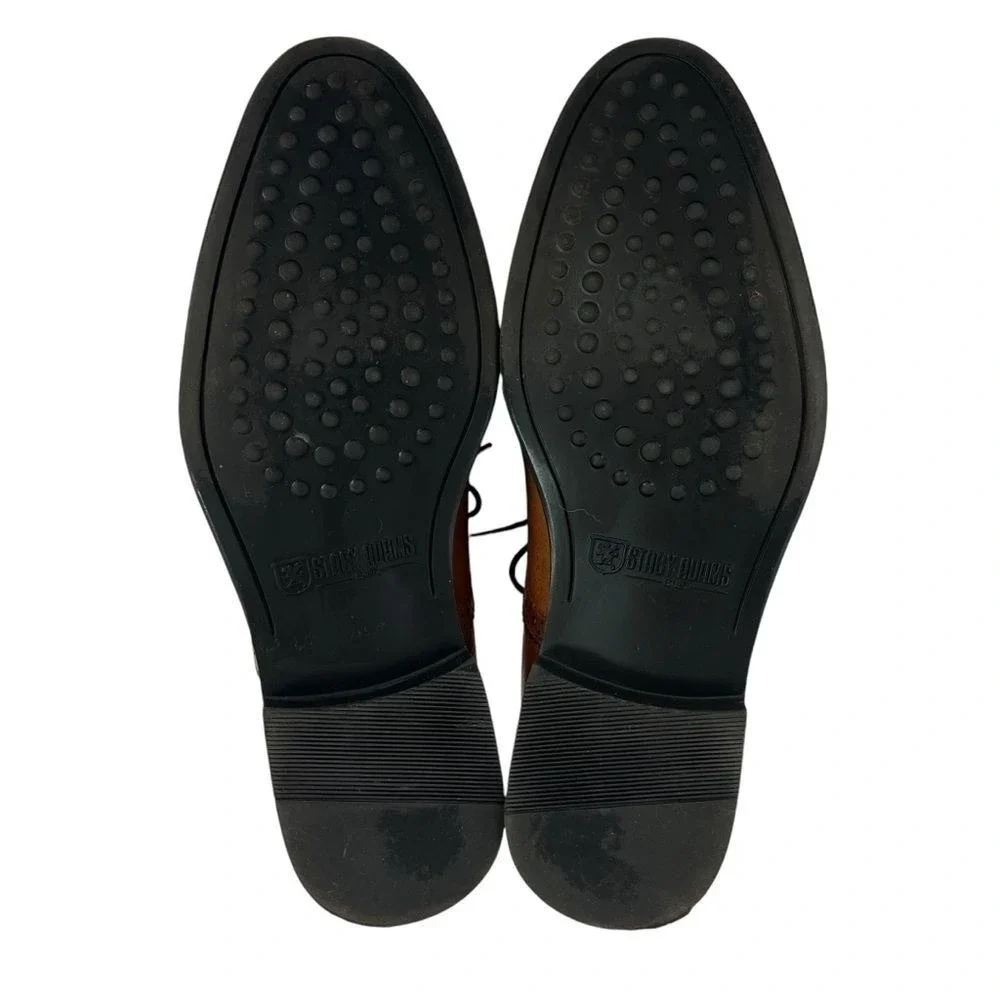 Stacy Adams Garrison Wingtip Oxford Brogue Leather Dress Shoes Cognac Formal 7.5